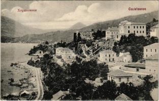 Herceg Novi, Castelnuovo; general view, railway line. Verlag Milos L. Popovic (EK)