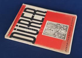 Dürer metszetei. Sajtó alá rendezte Lajos Ferenc. (Számozott.) (Budapest, 1945. Szépmíves Műhely - Stilus könyvnyomtató műhely). [4] p. + 34 t. Kolofon: ,,E könyvből 500 számozott példány készült. Sajtó alá rendezte: Lajos Ferenc. Nyomatott a Stilus könyvnyomtató műhelyben Budapesten, az MCMXLV. Esztendőben. Felelős. Mitterszky Nándor. [Ez a könyv a] 154. szám". A közrefogó mappaként szolgáló íven Dürer Albert grafikusművész méltatása, illetve a metszetek tartalomjegyzéke. A késő gótika mesterműveinek számító biblikus Dürer-metszetek külön lapokon, római sorszámozás szerint. (Világhírű mesterművek sorozat.) Jó állapotú lapok, színes, illusztrált, enyhén sérült kiadói mappában.