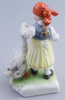 Herendi libás lány, jelzett, restaurált, m: 18,5 cm