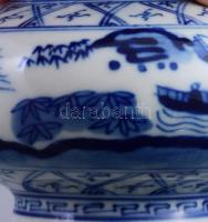 Antik kínai füstölőedény, cca 19.sz., jelzett, restaurált, d: 9,5 cm