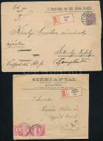 1895-1898 2 db ajánlott levél 3x5kr, illetve 15kr bérmentesítéssel