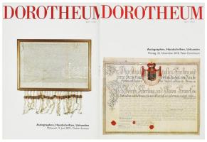 Dorotheum 2 darab árverési katalógus, aláírások, nyomtatványok, kéziratok témakörben, 2018-2021