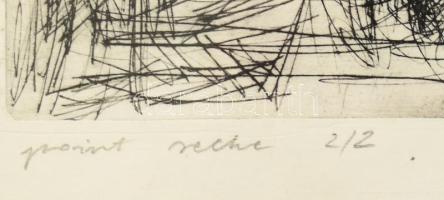 Olvashatatlan jelzéssel: Káosz, 1993. Hidegtű, papír. Számozott (2/2). Üvegezett fakeretben. 10x19,5...