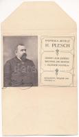 1905 Paprika-Mühle H. Plesch sendet zum Jahreswechsel die besten Glückwünsche. Budapest Neujahr 1906. Fiókbérlő 114 / Plesch paprikamalom reklámja újévi üdvözlettel. 3-részes kihajtható képeslap / paprika mill advertisement with New Year greetings. 3-tiled folding postcard. Art Nouveau (hajtásnál szakadt / torn at fold)