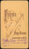 cca 1870 Hoffer Klára kutyájával és barátnőivel, keményhátú fotó Sacher Károly nagybányai műterméből...