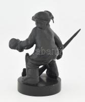 Hoki kapus kisfiú. Kasli, orosz. Öntöttvas szobor 18 cm Jelzett