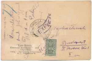 1922 Egon Schiele - Kauerndes Menschenpaar (Die Familie) 1918. (Ölgemalde). Verlag der Buchhandlung ...