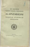 Az Aquinói Szt Tamás Társaság alapszabályai, tagnévsora 1908