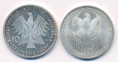 Németország 1993J 10M Ag "Robert Koch" + 1994G 10M Ag "Johann Gottfried Herder" ...