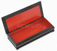 Orosz lakkozott fadoboz, II. Miklós cár ábrázolásával, h: 16 cm