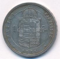 1881KB 1Ft Ag "Ferenc József / Középcímer" T:VF patina Adamo M15