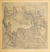 Olvashatatlan jelzéssel (VD monogrammal, ...Dezső): Siklós. Rézkarc, papír. Üvegezett fakeretben. 20...