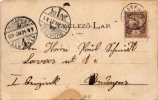 1899 (Vorläufer) Barátudvar, Barátfalu, Mönchhof; Hauptgasse, Kirche, Dampfmühle und Gasthof "Z...