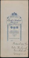 1909 Veres prímás, keményhátú fotó Erdős Sándor budapesti műterméből, dedikált, 16×8 cm