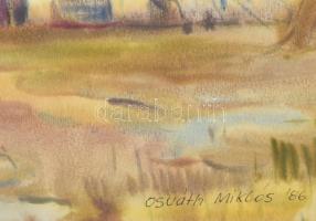 Osváth Miklós (1935-2004): Esteledik, 1986. Akvarell, papír, jelzett és datált (Osváth Miklós 86). D...