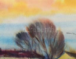 Osváth Miklós (1935-2004): Esteledik, 1986. Akvarell, papír, jelzett és datált (Osváth Miklós 86). D...