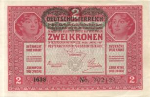 1917. 2K (3x) fekete "Deutschösterreich" fny.-sal, egyugrású sorszámokkal T:I,I-