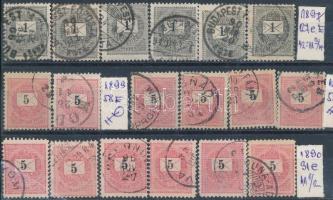 1889-1899 18 db krajcáros bélyeg, közte jó értékekkel, 27eE, 31eB (120.000)