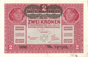 1917. 2K (2x) fekete "Deutschösterreich" fny.-sal, közeli sorszámokkal T:I