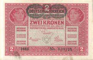 1917. 2K (2x) fekete "Deutschösterreich" fny.-sal, erős nyomdai festéknyomokkal T:I