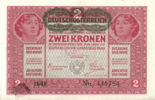 1917. 2K (3x) fekete "Deutschösterreich" fny.-sal, két darabon erős nyomdai festéknyomokka...