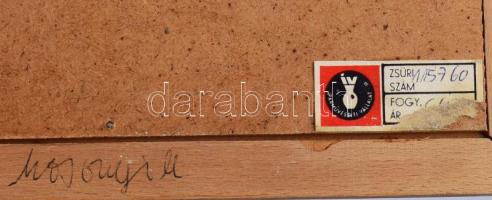 Mosonyi Mária: Kerámia fali dísz, fa keretben 28x21 cm külsö méret. Jelzett, hibátlan