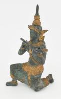 Zenélő buddhista figura. Bronz szobor. Távol kelet 18 cm