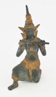 Zenélő buddhista figura. Bronz szobor. Távol kelet 18 cm
