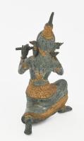 Zenélő buddhista figura. Bronz szobor. Távol kelet 18 cm