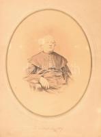 1867 Horváth Mihály (1809-1878) történész portréja saját kezű aláírásával, hátoldalon feliratozva, paszpartuban, 28×23 cm