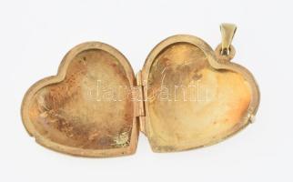 Arany (Au) 14K szív alakú képtartó medál, jelzett, 2×2,5 cm, nettó: 2,8 g