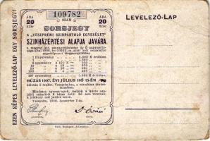 Veszprém, Vásárbazár, Tulipán csárda. Becske fényképész felvétele. Hátoldalon sorsjegy a "Veszp...