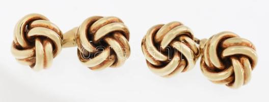 Arany (Au) 14K mandzsettagomb-pár, jelzett, 3,3×1,2 cm, nettó: 10,5 g