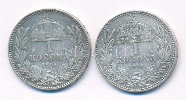 1896-1914KB 1K Ag "Ferenc József" (2xklf) T:XF,VF patina Adamo K5