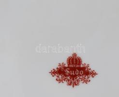 Jelzett kínai madármintás tál, tartóval. Jelzett, hibátlan, d: 26 cm