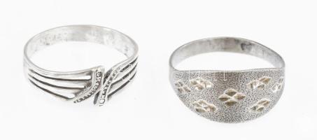 Ezüst(Ag) 2 db mintás és áttört gyűrű, jelzett, méret: 56 és 59, nettó: 3,5 g