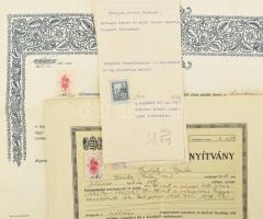 cca 1920-1940 Kb 40-50 darab okmánybélyeges okmány, helyi és országos illetékbélyegekkel