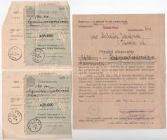 7db-os vegyes elismervény tétel, közte Budapest 1920. "Pesti magyar kereskedelmi bank Ó-budai f...