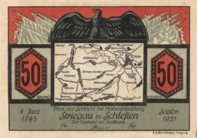 Német Birodalom/Weimari Köztársaság/Striegau 1921. 25Pf(2x)+50Pf(2x)+75Pf(2x) 6klf db, teljes sor T:...