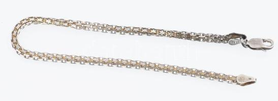 Ezüst(Ag) négyszögletes áttört fantáziamintás karkötő, jelzett, h: 19 cm, nettó: 4,8 g