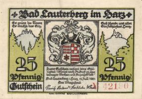 Német Birodalom/Weimari Köztársaság/Lauterberg 1921. 25Pf+50Pf+75Pf+100Pf+300Pf 5klf db, teljes sor ...