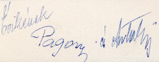 Pagonyi János (1919-1995) és egy másik színész aláírása fotón