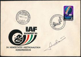 Farkas Bertalan űrhajós aláírása IAF borítékon / Autogprah signature of Hungarian astronaut