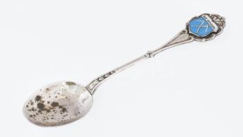 Ezüst(Ag) "Bad Homburg" zománcos, címeres díszkanál, jelzett, h: 10,3 cm, nettó: 9,3 g