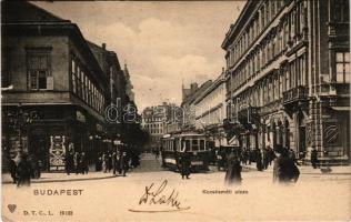 1903 Budapest V. Kecskeméti utca, villamos, üzletek (EK)