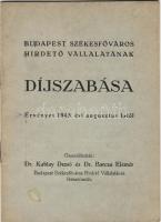 Budapest Székesfőváros Hirdető Vállalatának Díjszabása 1943