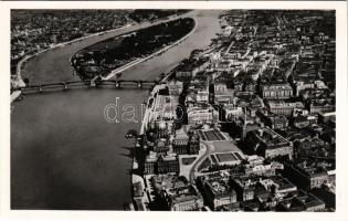 Budapest V. Országház, Parlament, Margit híd, Margitsziget. A M. kir. Állami Térképészeti Intézet légi felvétele