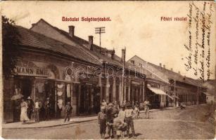 1909 Salgótarján, Fő tér, Löwy Sándor, Grossberger Miksa utóda üzlete. Singer Lajos kiadása (kopott sarkak / worn corners)