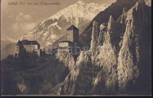 Tirol castle with earth pyramids