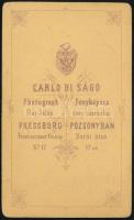 cca 1870 Női portré, keményhátú fotó Carlo di Ságó pozsonyi műterméből, 10,5×6,5 cm